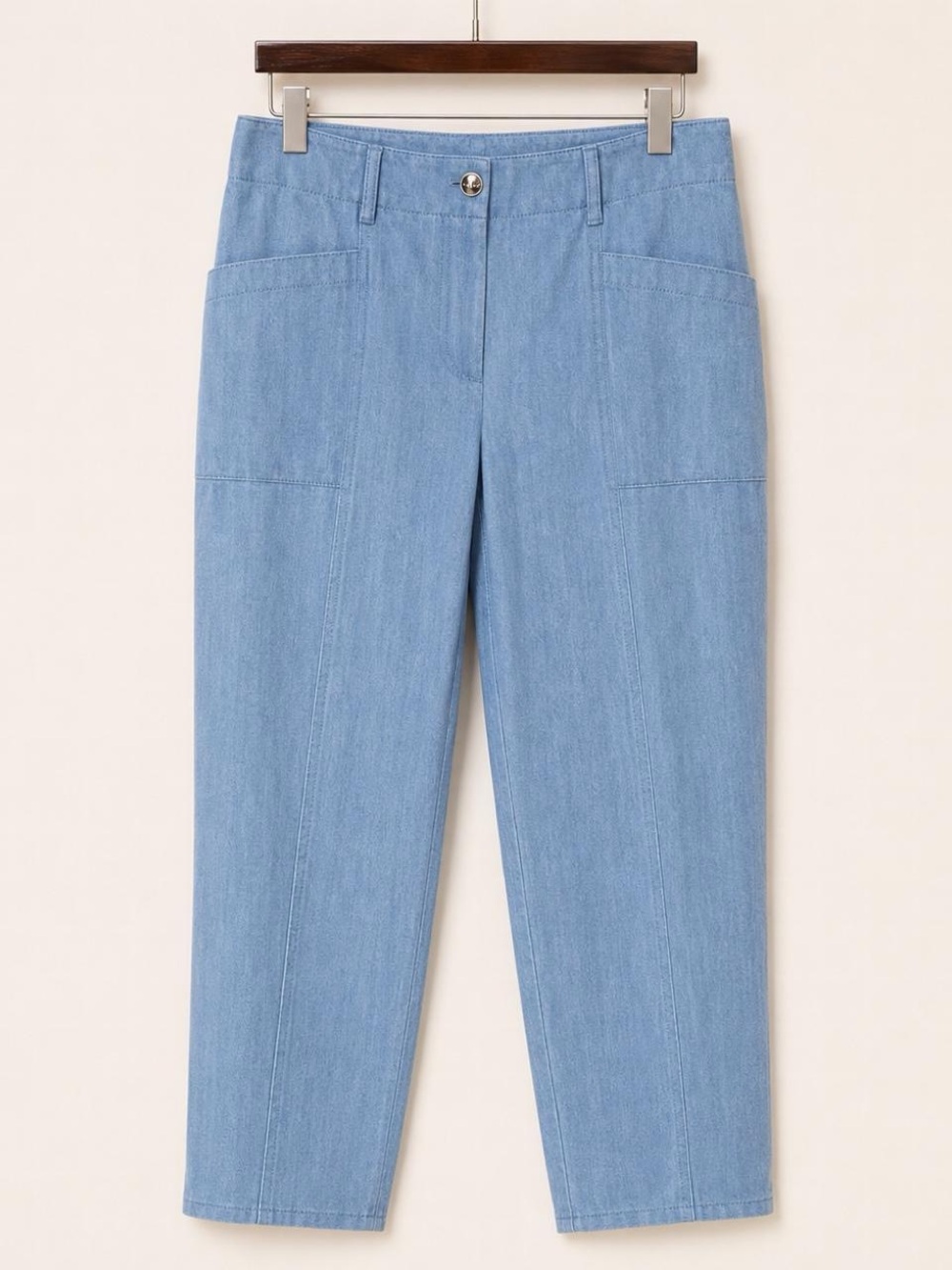 Akris Light Blue Straight-Leg Jeans with Patch Pockets